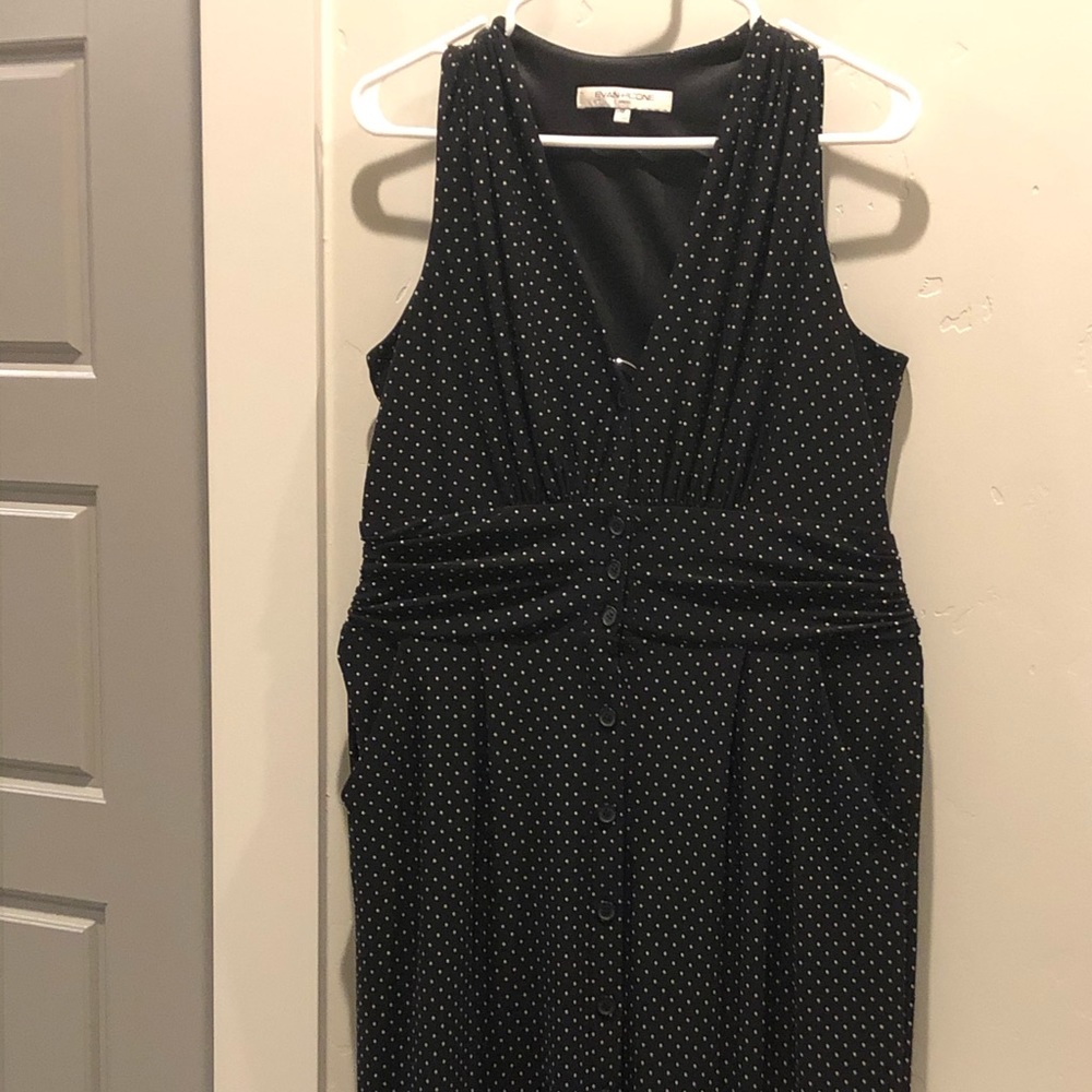 Evan-Picone black polka dot dress.
